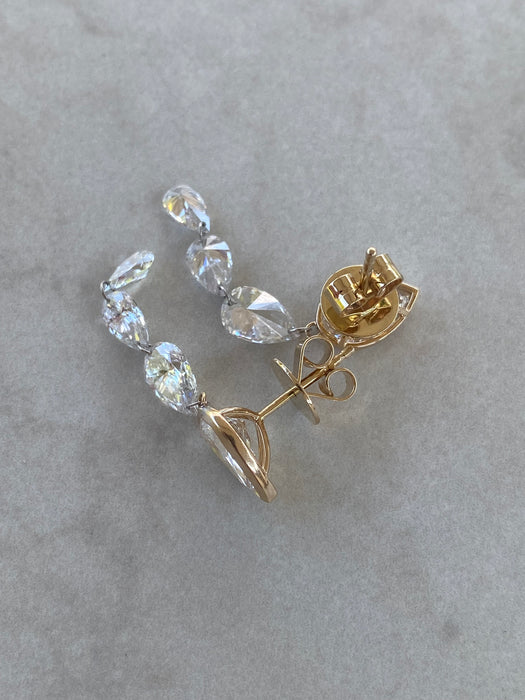 14K Gold 5.13 Carat Floating Pear Lab Diamond Drop Earrings