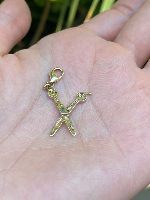 14k diamond scissors charm
