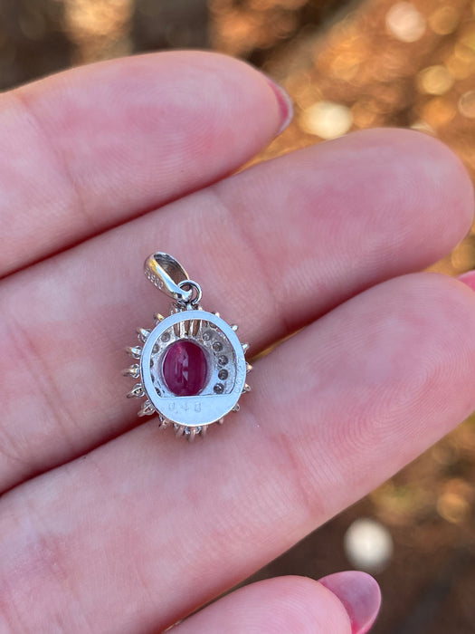 Platinum ruby diamond pendant charm