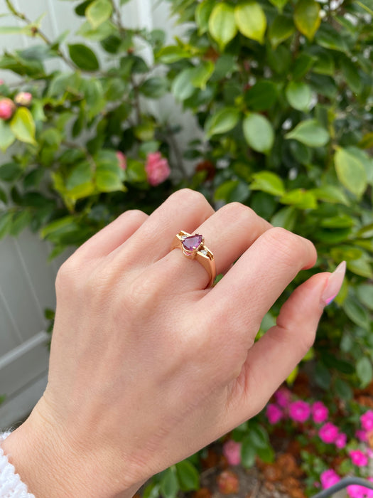 14k pear cut ruby and diamond ring size 5.75