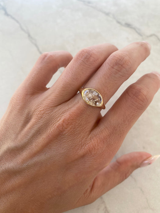 14K East-West Oval Lab Sapphire Ring with Floating Lab Diamonds
