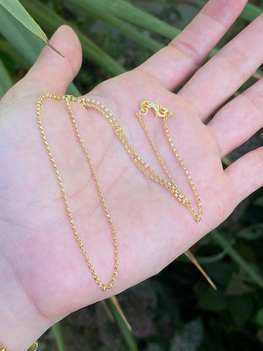 14k 1.3mm belcher chain necklace 18”