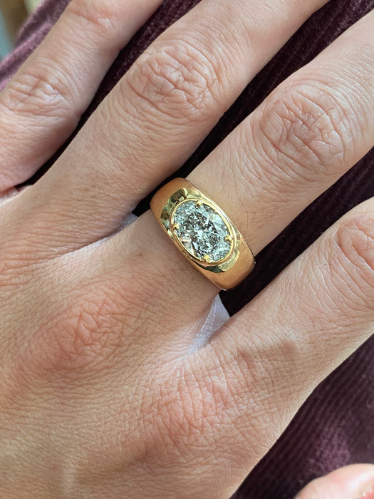 Blossom- 14k lab 2 carat oval east to west diamond ring size 7