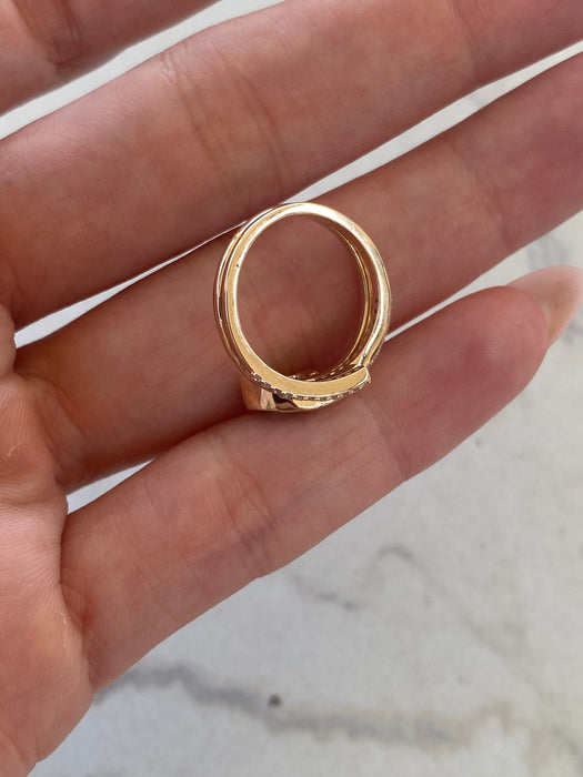 14K Yellow Gold Pear Emerald & Diamond Wrap Ring