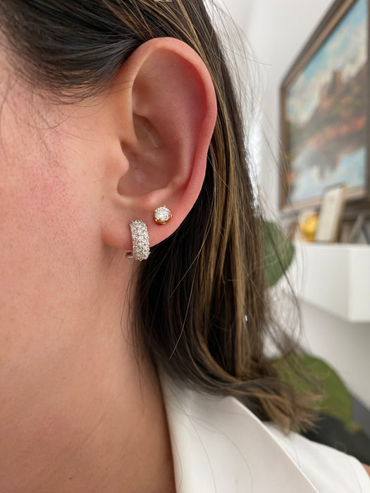 Vintage 14K & 18K White Gold Diamond Huggie Earrings – 1.00 TCW Natural Diamonds