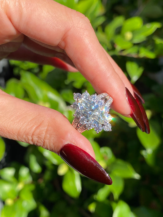 Platinum 900 3.83 tcw marquise diamond ring size 7