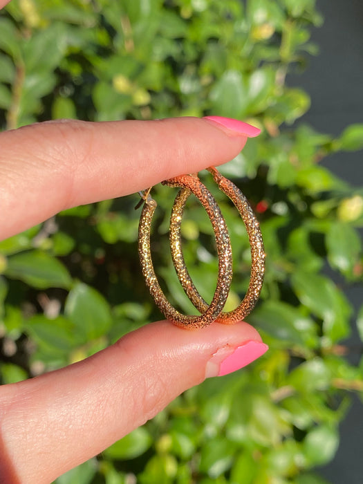 14k round popcorn hoop earrings