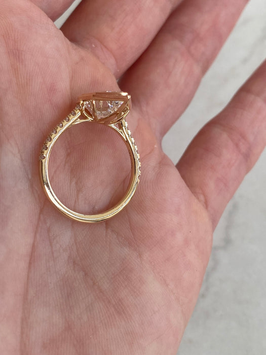 14K Gold 3.12 Carat Step-Cut Pear Lab Diamond Ring