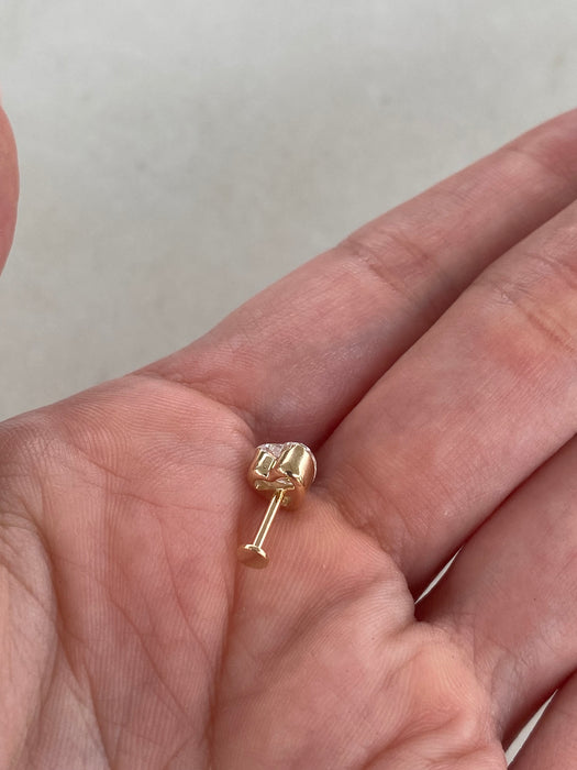 14K Gold 0.90 CT Heart Lab Diamond Flat Back Stud Earring (Single)