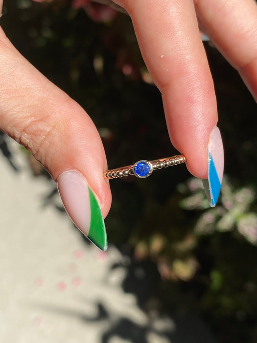 14k blue sapphire bead ring size 6.5