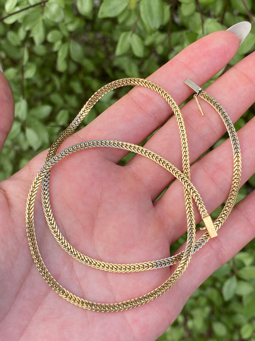 14k foxtail herringbone necklace chain 17.75”