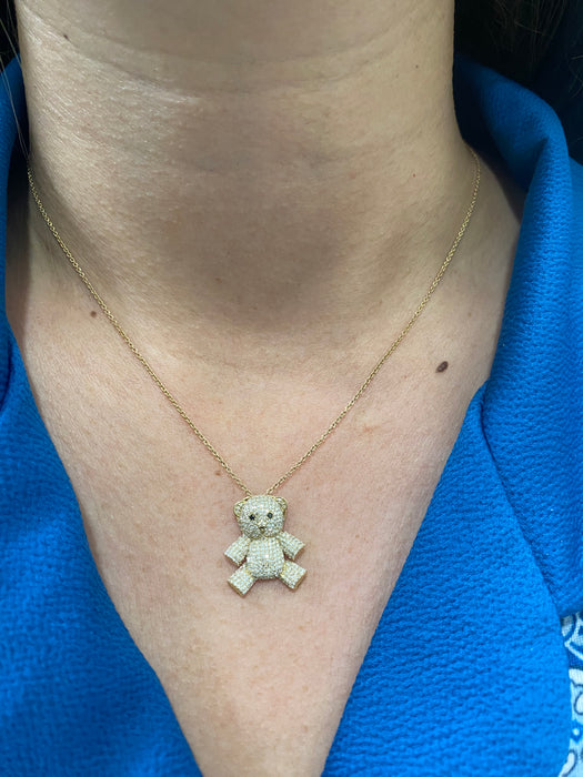 14K Gold Diamond Bear Slider Charm Pendant – 0.59 TCW Natural Diamonds