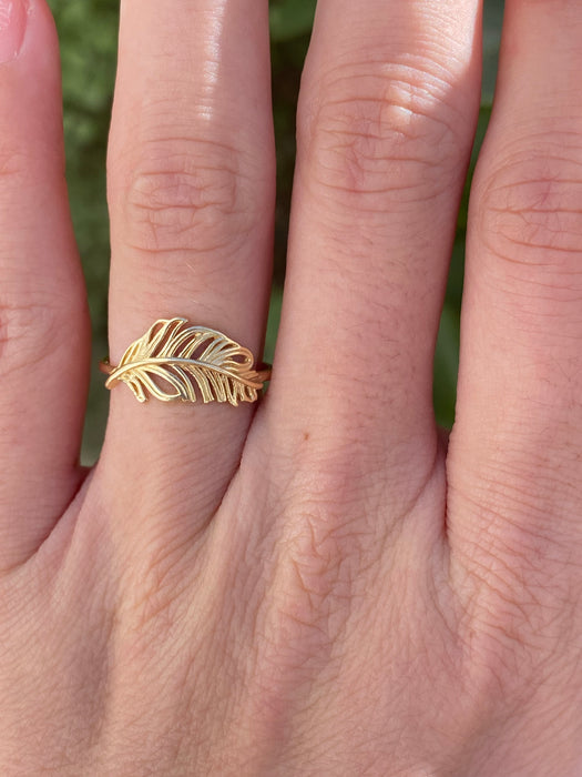 14k feather ring