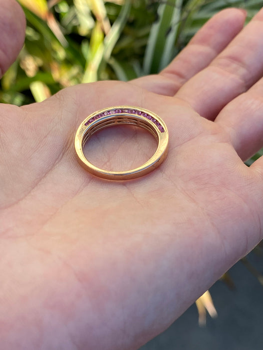 18k rose gold diamond sapphire ring size 9.25