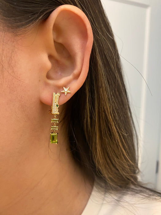 14k peridot diamond alligator earrings