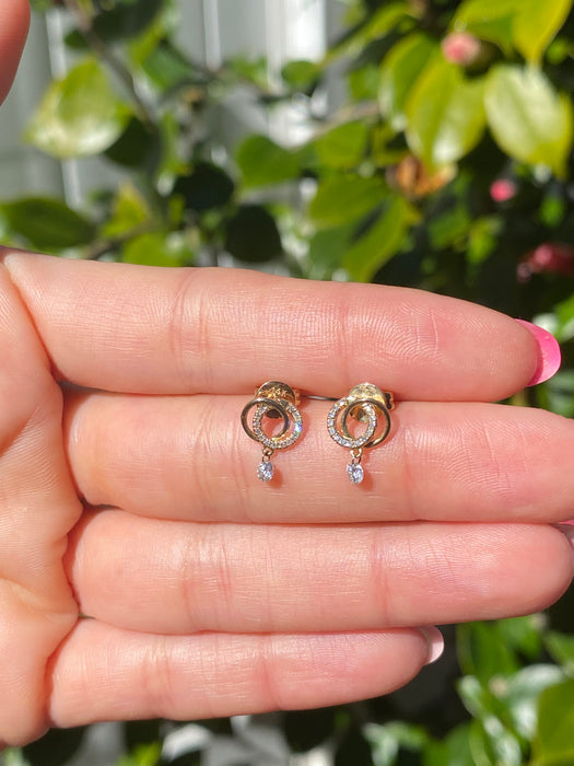 14k drilled diamond stud earrings