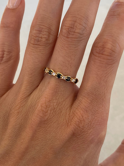 14K Gold Blue & White Sapphire Ring