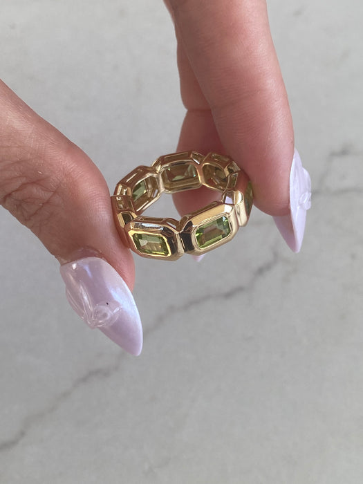 14K Gold Bezel-Set Peridot Eternity Ring