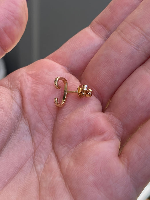 14k single earring diamond letter initial stud