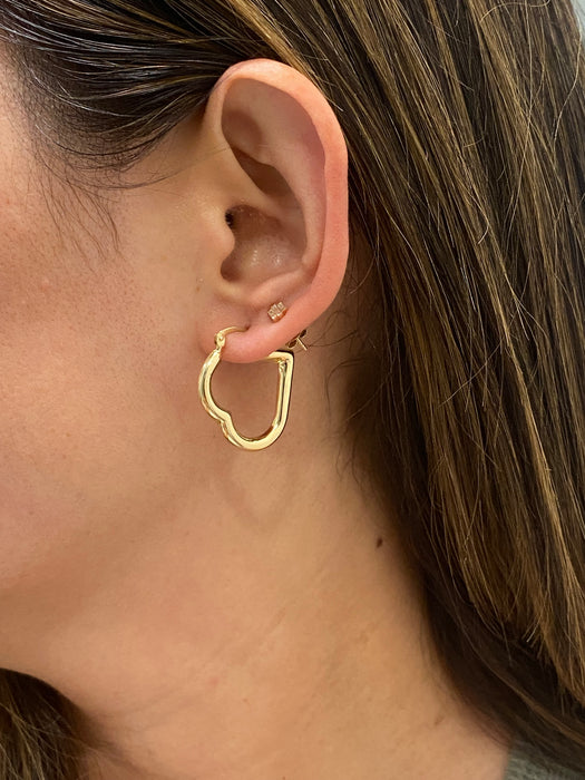 14K Gold Heart Hoop Earrings