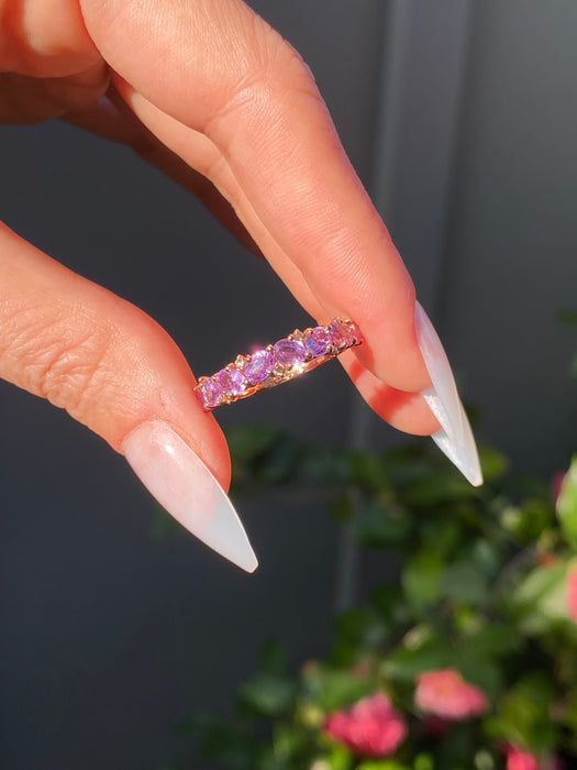 18k rose gold purple sapphire diamond ring size 7.25