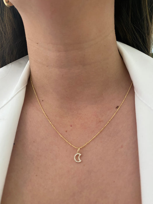 14k diamond crescent moon charm