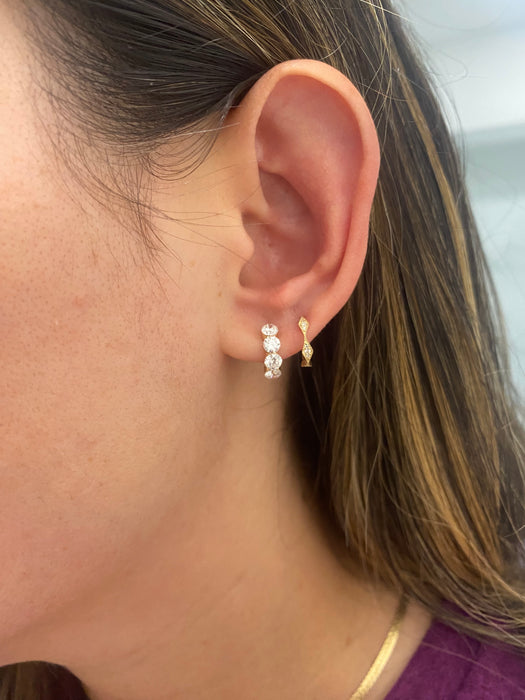 14K 1.36 TCW Lab Diamond Invisible Set Huggie Earrings