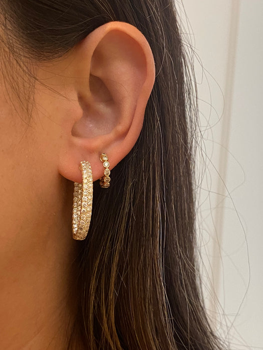 14k 3.25 carat diamond oval hoop earrings