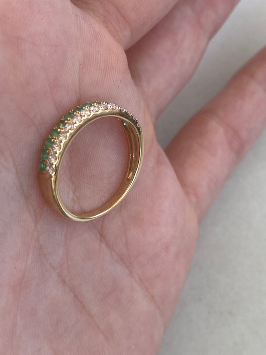 14K Natural Emerald & Diamond Ring