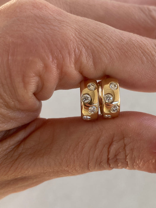 14K 0.5 TCW Flush-Set Natural Diamond Huggie Earrings