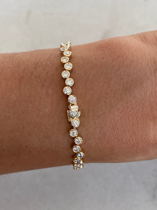 14K 2.5 Carat Lab Diamond Bubble Tennis Bracelet
