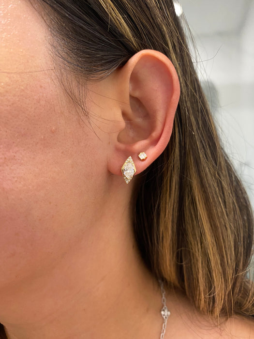 14K 1.6 TCW Dutch Marquise Lab Diamond Stud Earrings