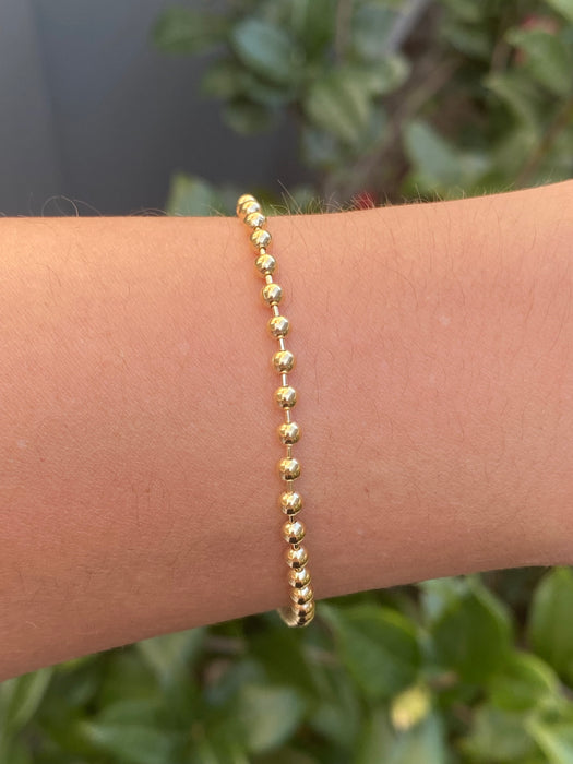 14k solid bead bracelet 7.5”