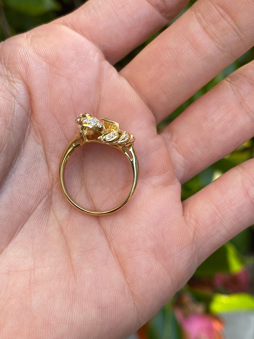 18k diamond emerald ruby swan ring size 5.75