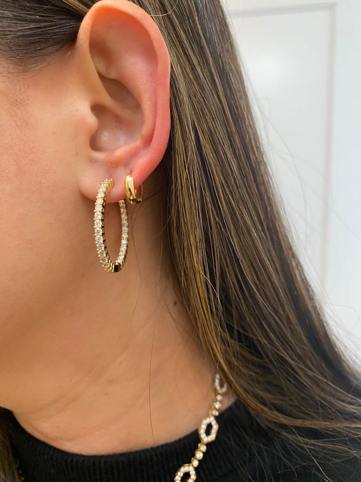 14k 2.5 carat lab diamond hoop earrings