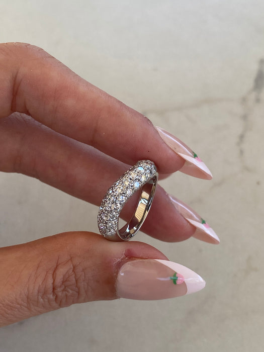 Vintage Platinum 900 1 Carat Diamond Wavy Ring