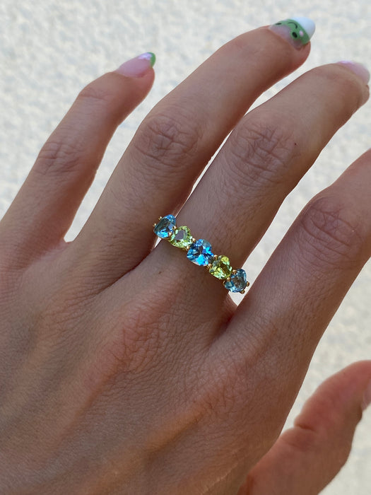 18k topaz and peridot heart ring size 6.75