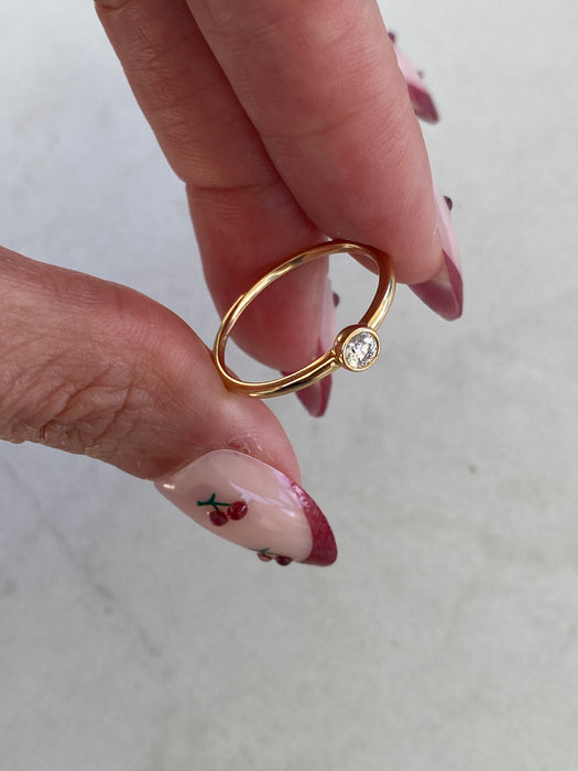 14K Gold Bezel-Set Lab Diamond Solitaire Ring