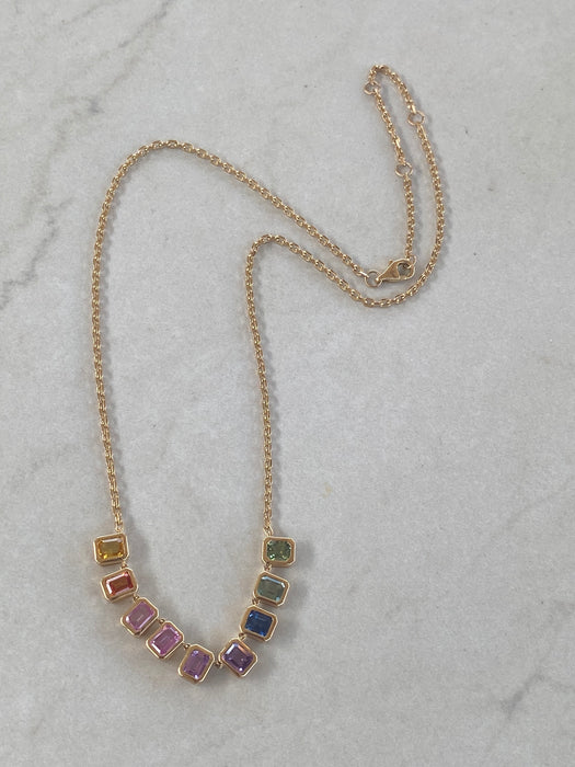 14K 4.6 Carat Rainbow Sapphire Necklace