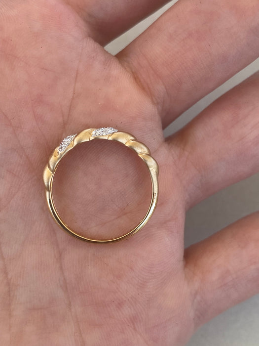 14K Natural Diamond Croissant Ring