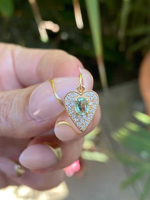 14k diamond gemstone heart pendant charm
