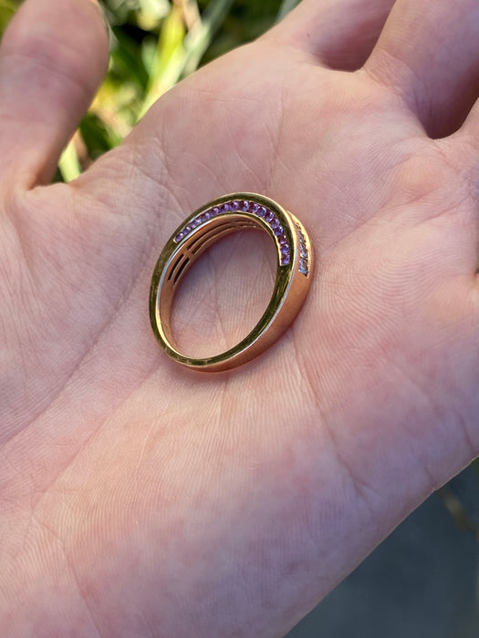 18k rose gold diamond sapphire ring size 9.25
