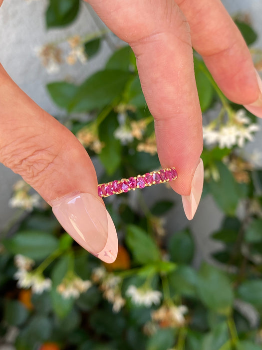 14k Gold Half Eternity Pear Ruby Ring