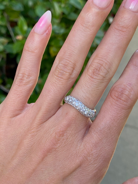 Vintage Platinum 900 1 Carat Diamond Wavy Ring