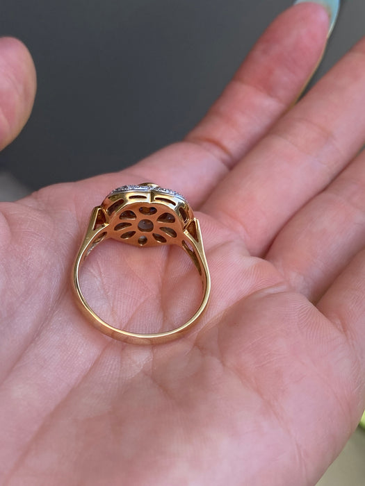 18k platinum diamond heart blue sapphire flower ring size 10.5