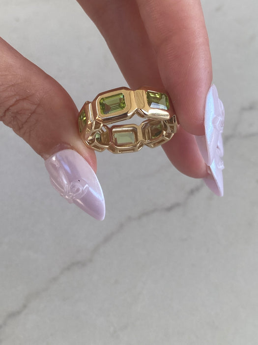 14K Gold Bezel-Set Peridot Eternity Ring
