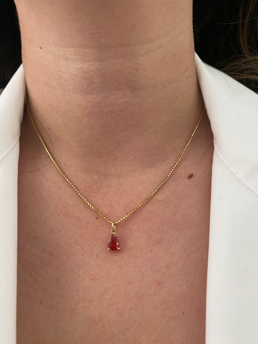 14K Gold Orange Sapphire Pear Pendant – 1.2 TCW