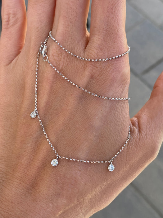 14K White Gold Lab Diamond Drop Necklace