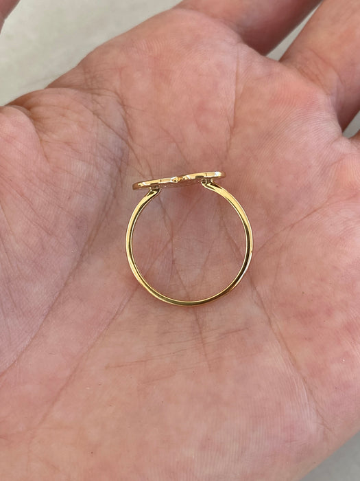 14K Two-Tone Diamond Heart Ring with Brushed Gold Frame