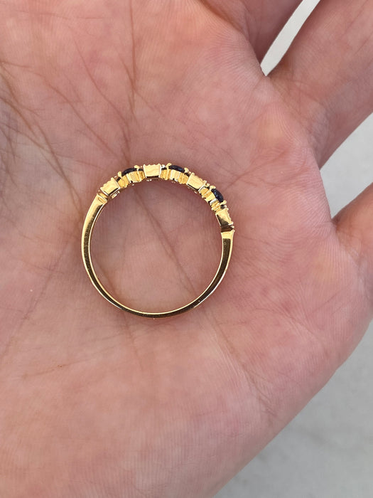 14K Blue Sapphire & Diamond Stacker Ring
